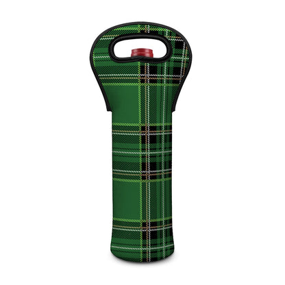 Green Stewart Tartan Pattern Print Single Neoprene Wine Tote