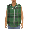 Green Stewart Tartan Pattern Print Sleeveless Baseball Jersey