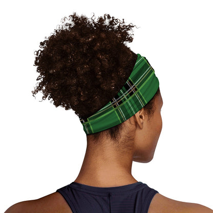 Green Stewart Tartan Pattern Print Sports Headband