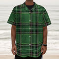 Green Stewart Tartan Pattern Print Textured Short Sleeve Shirt