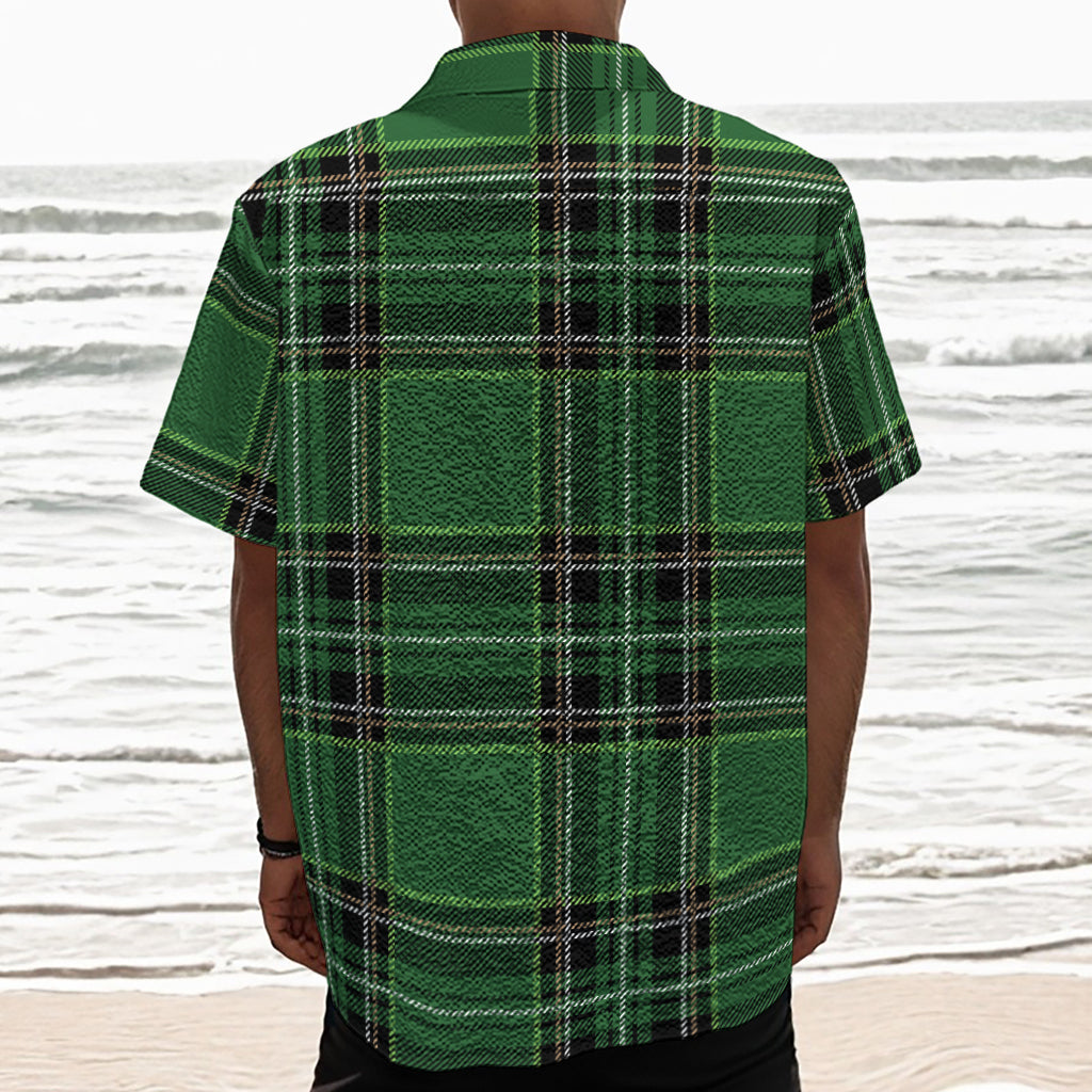 Green Stewart Tartan Pattern Print Textured Short Sleeve Shirt