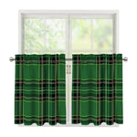 Green Stewart Tartan Pattern Print Tier Curtains