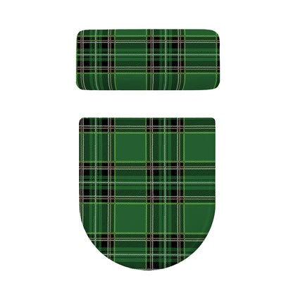 Green Stewart Tartan Pattern Print Toilet Lid And Tank Cover Set