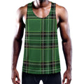 Green Stewart Tartan Pattern Print Men's Workout Tank Top