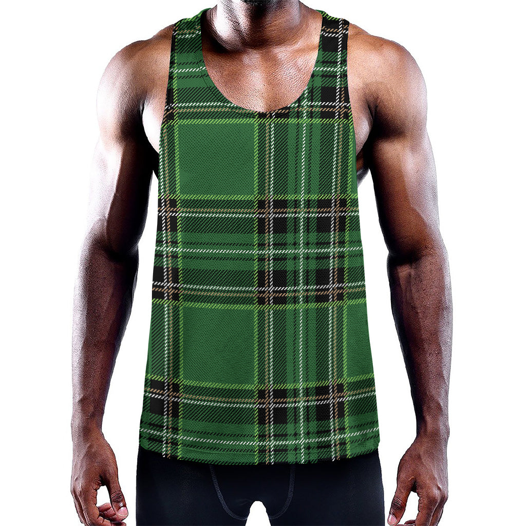 Green Stewart Tartan Pattern Print Training Tank Top