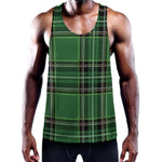 Green Stewart Tartan Pattern Print Training Tank Top