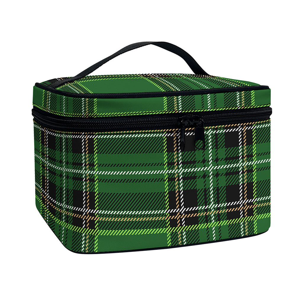 Green Stewart Tartan Pattern Print Travel Makeup Bag