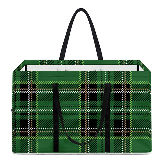 Green Stewart Tartan Pattern Print Utility Tote Bag