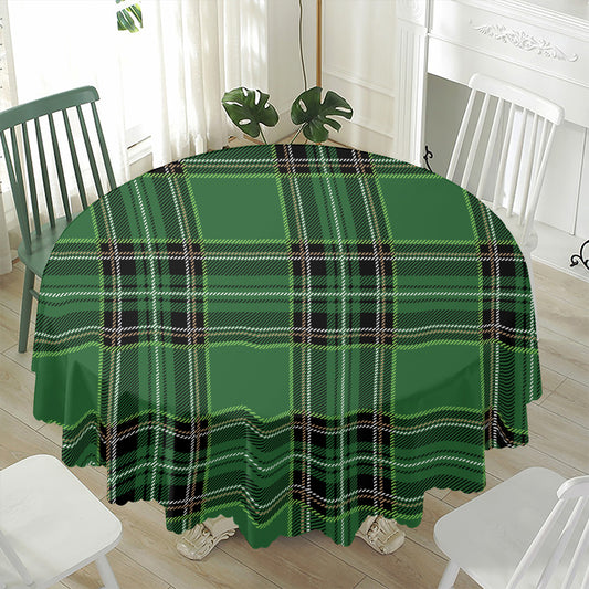 Green Stewart Tartan Pattern Print Waterproof Round Tablecloth