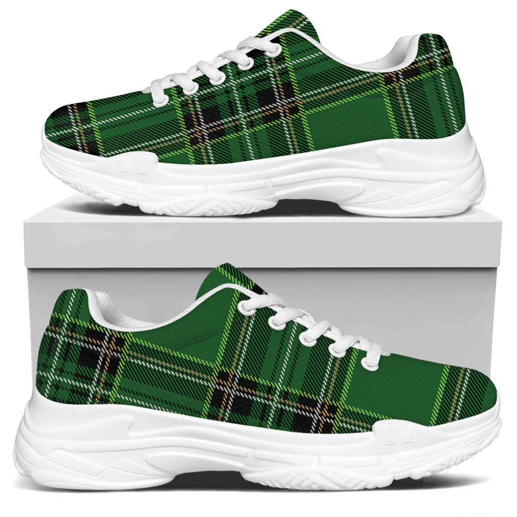 Green Stewart Tartan Pattern Print White Chunky Shoes