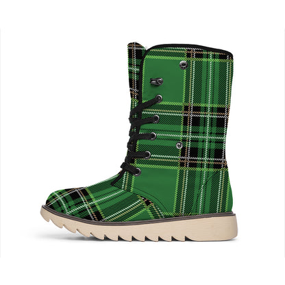Green Stewart Tartan Pattern Print Winter Boots
