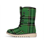 Green Stewart Tartan Pattern Print Winter Boots