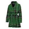 Green Stewart Tartan Pattern Print Women's Bathrobe