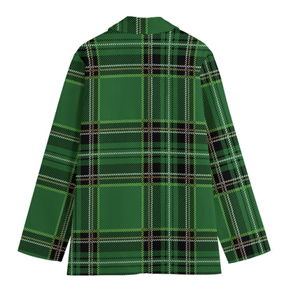 Green Stewart Tartan Pattern Print Women's Blazer