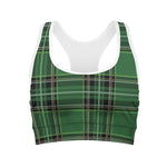 Green Stewart Tartan Pattern Print Women's Sports Bra