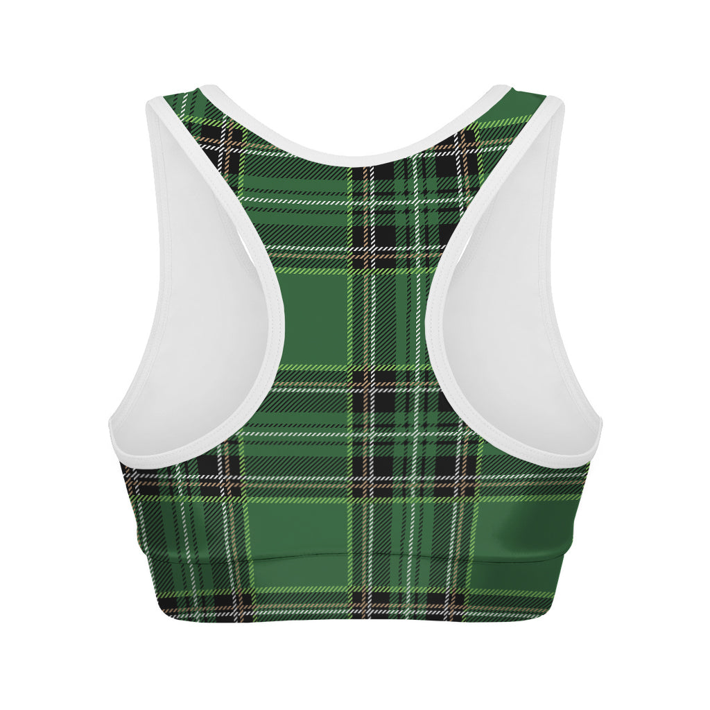 Green Stewart Tartan Pattern Print Women's Sports Bra
