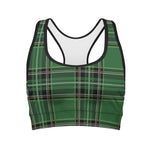 Green Stewart Tartan Pattern Print Women's Sports Bra