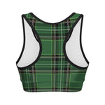 Green Stewart Tartan Pattern Print Women's Sports Bra