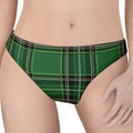 Green Stewart Tartan Pattern Print Women's Thong