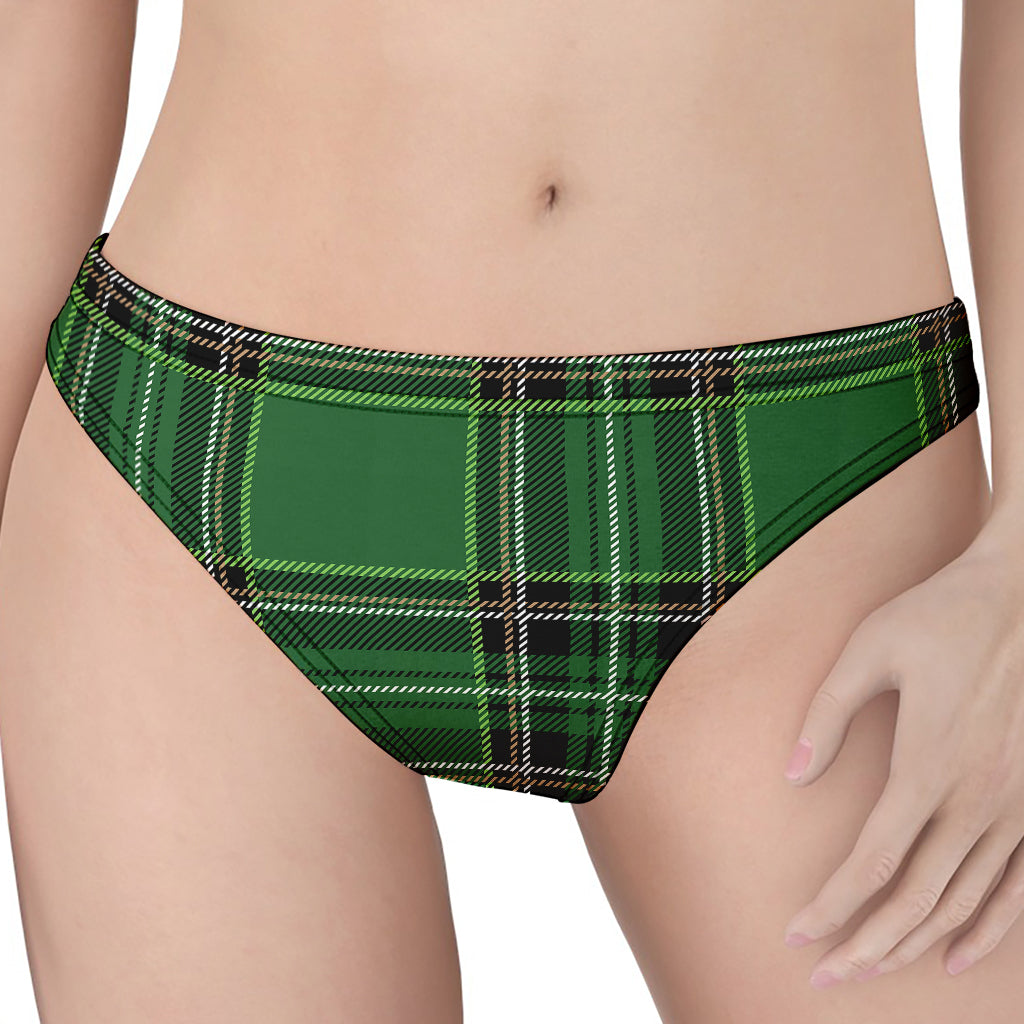 Green Stewart Tartan Pattern Print Women's Thong