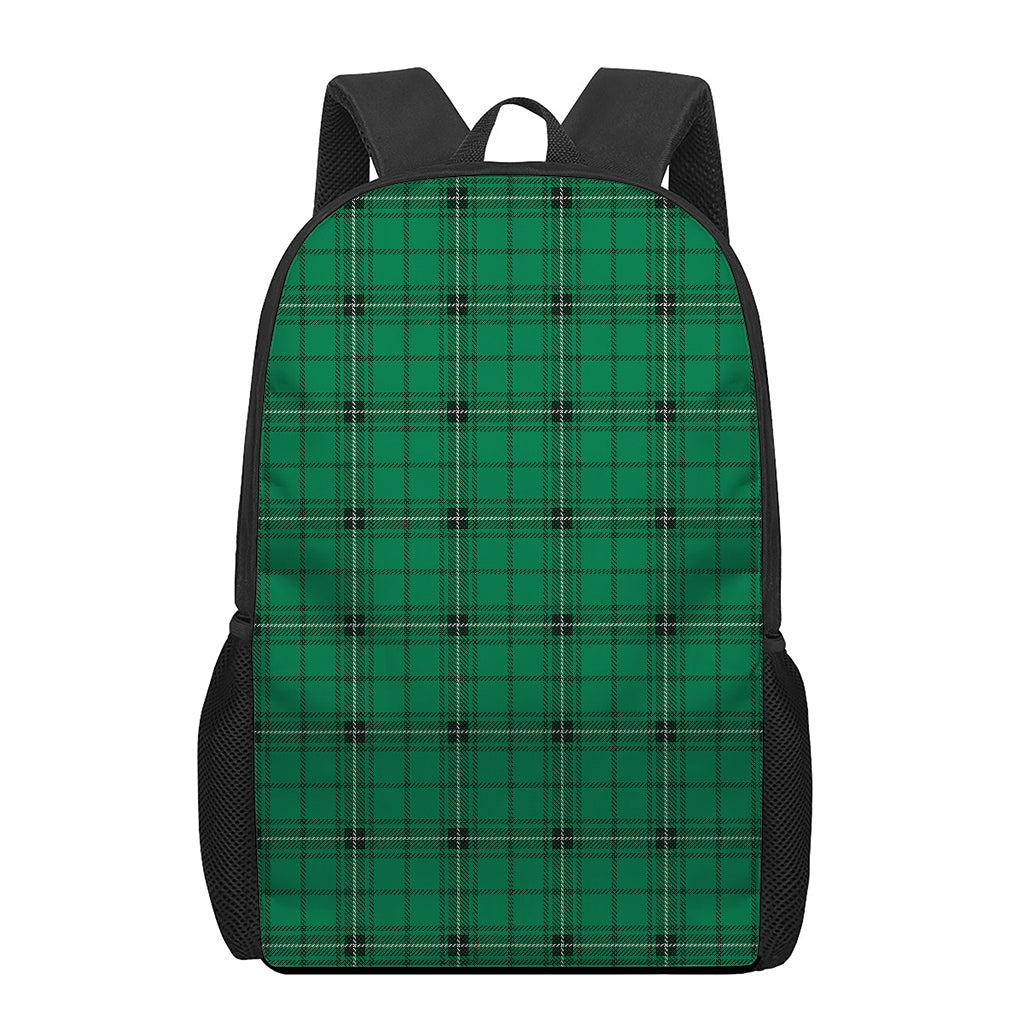 Green Stewart Tartan Print 17 Inch Backpack