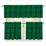 Green Stewart Tartan Print 3 Piece Kitchen Curtains