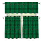 Green Stewart Tartan Print 3 Piece Kitchen Curtains
