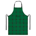 Green Stewart Tartan Print Bib Apron With Pocket