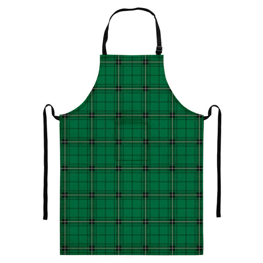 Green Stewart Tartan Print Bib Apron With Pocket
