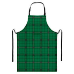 Green Stewart Tartan Print Bib Apron With Pocket