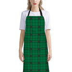 Green Stewart Tartan Print Bib Apron With Pocket
