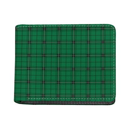 Green Stewart Tartan Print Bifold Wallet