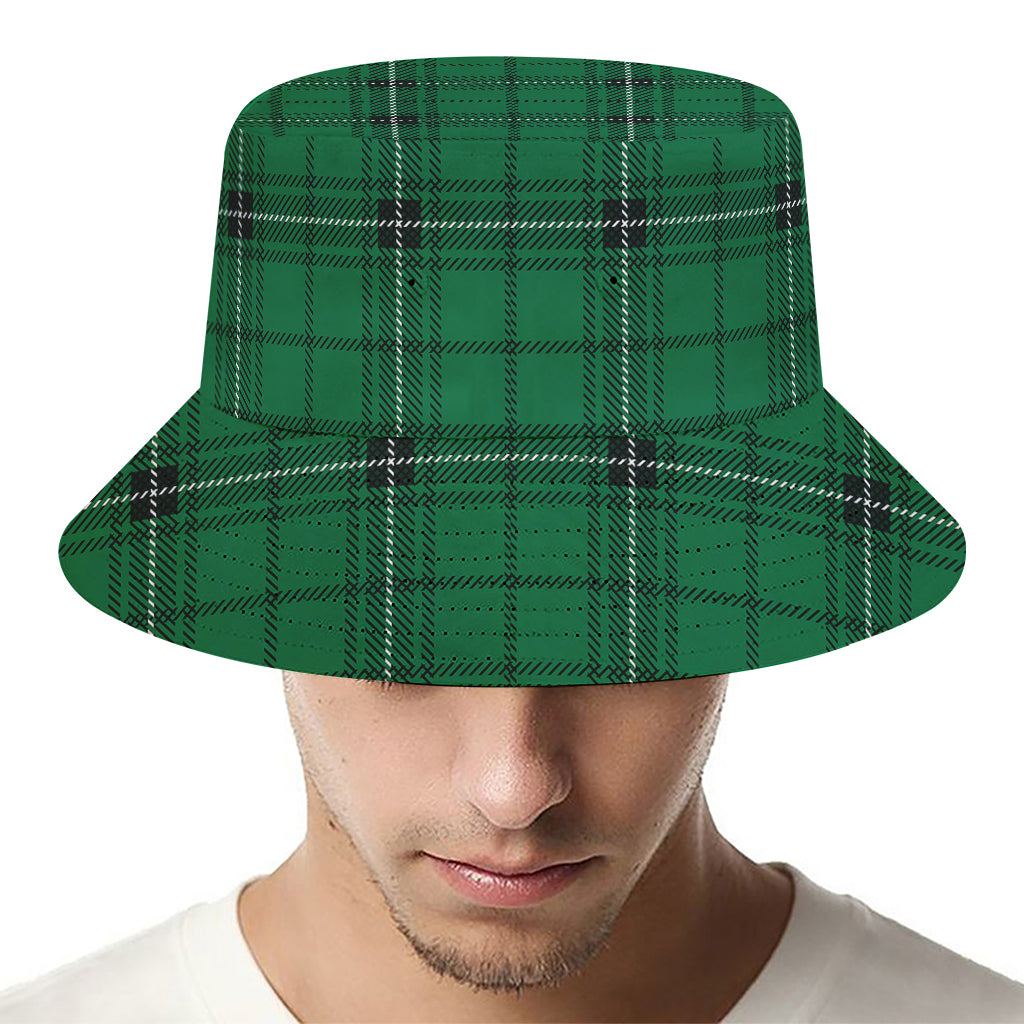 Green Stewart Tartan Print Bucket Hat
