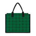 Green Stewart Tartan Print Canvas Tote Bag