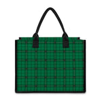 Green Stewart Tartan Print Canvas Tote Bag