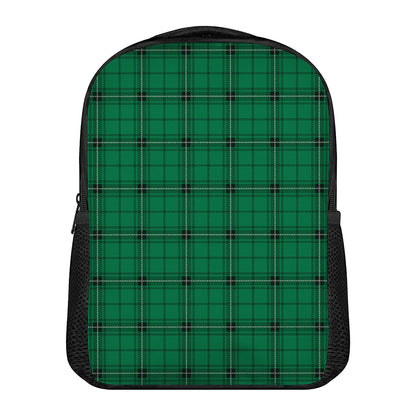 Green Stewart Tartan Print Casual Backpack