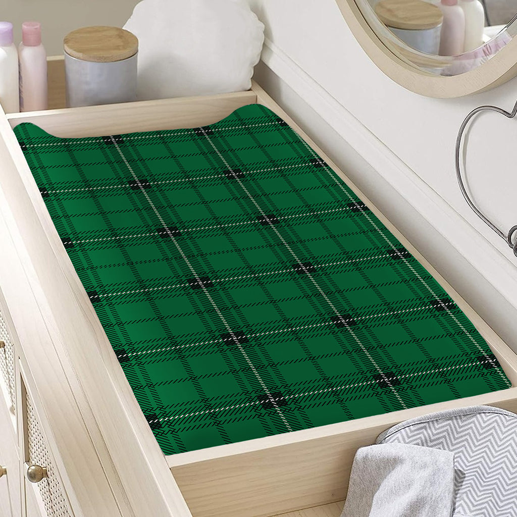 Green Stewart Tartan Print Changing Pad Cover