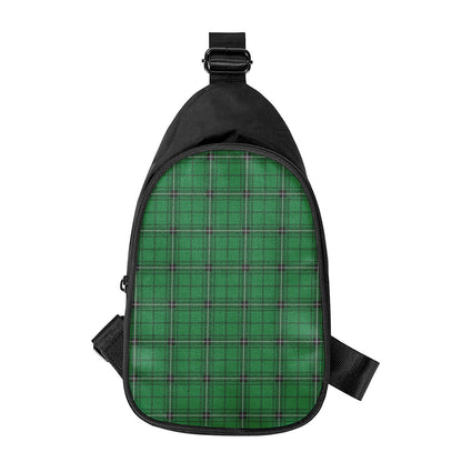 Green Stewart Tartan Print Chest Bag