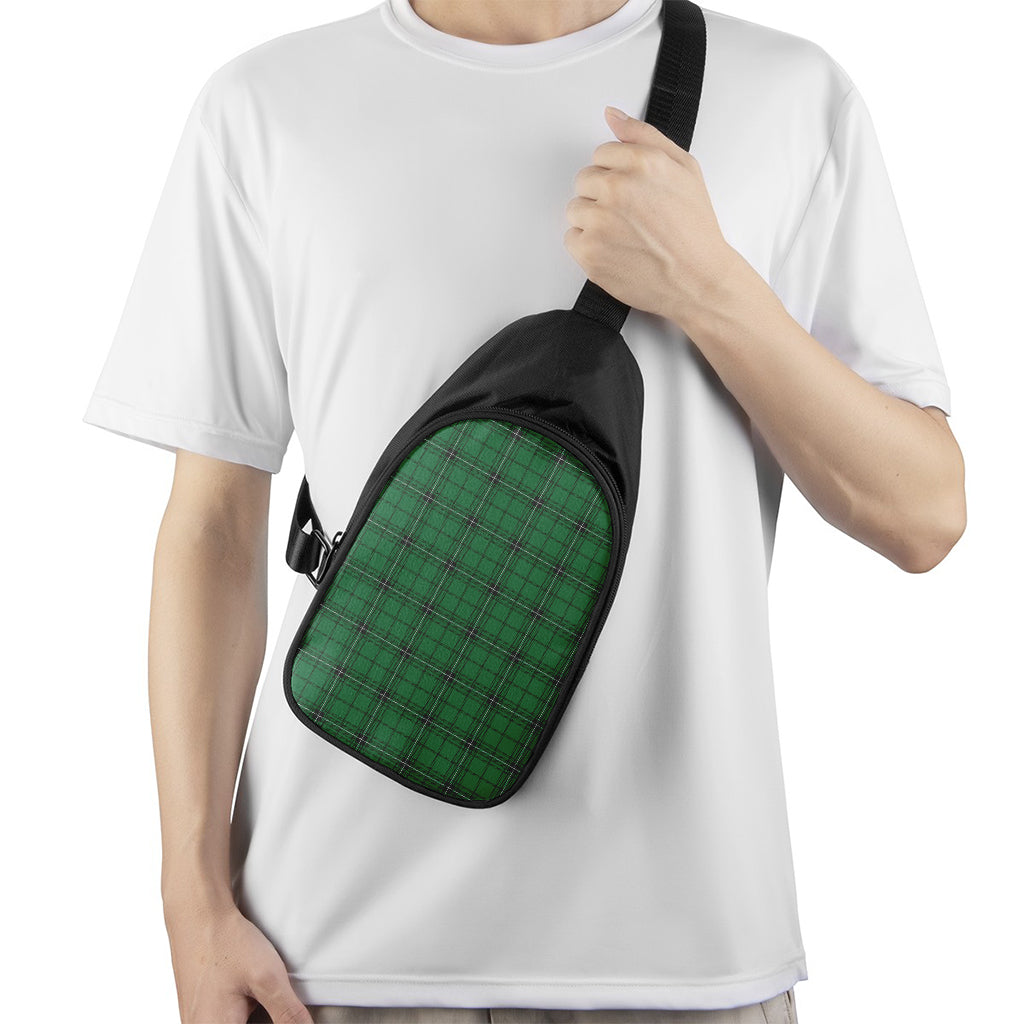 Green Stewart Tartan Print Chest Bag
