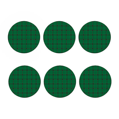 Green Stewart Tartan Print Coaster Set