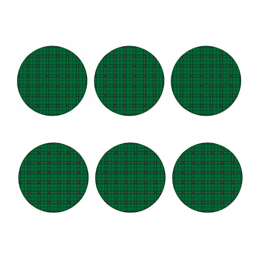 Green Stewart Tartan Print Coaster Set