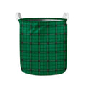 Green Stewart Tartan Print Collapsible Laundry Basket