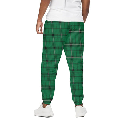 Green Stewart Tartan Print Cotton Pants