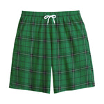 Green Stewart Tartan Print Cotton Shorts