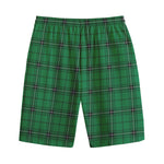 Green Stewart Tartan Print Cotton Shorts