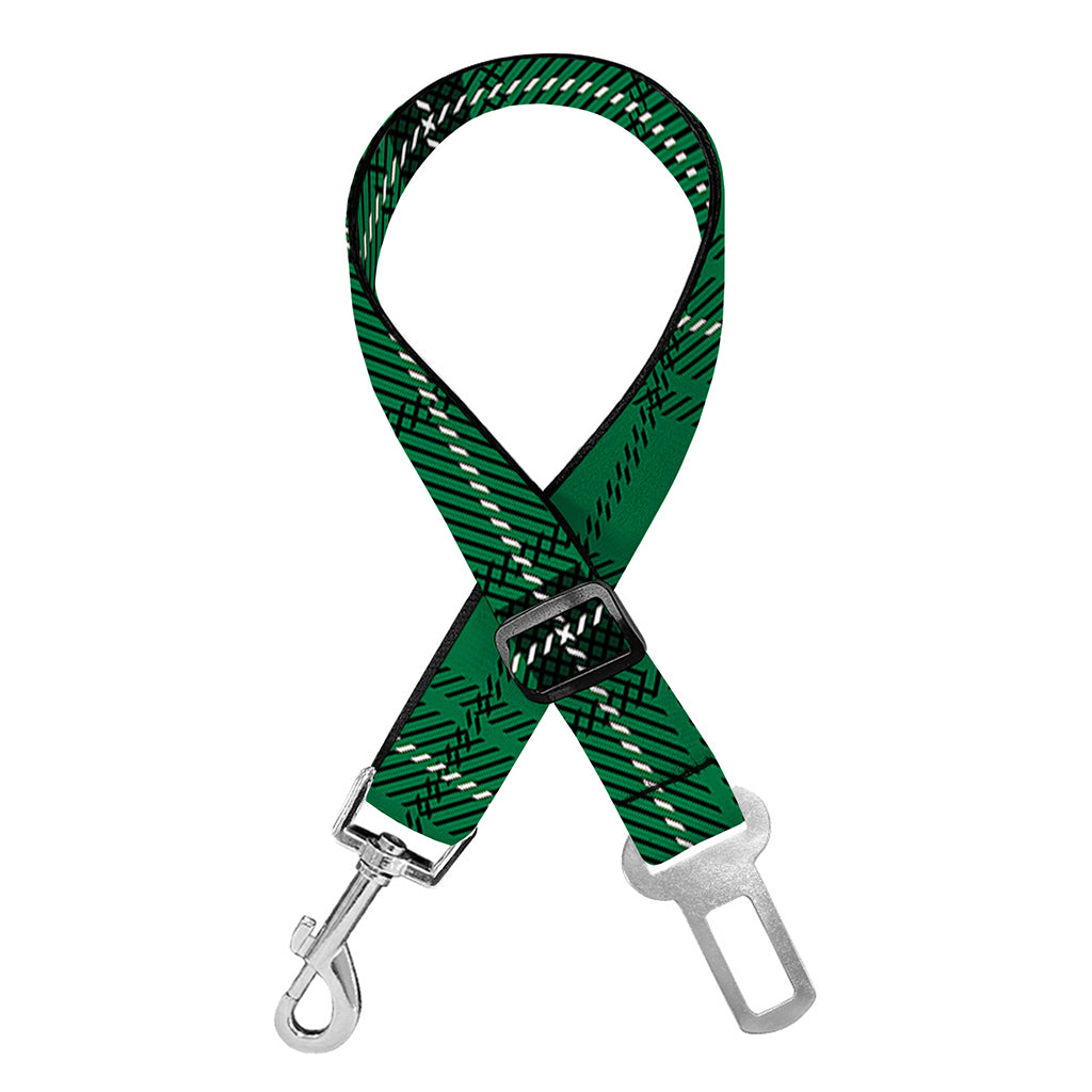 Green Stewart Tartan Print Dog Seat Belt