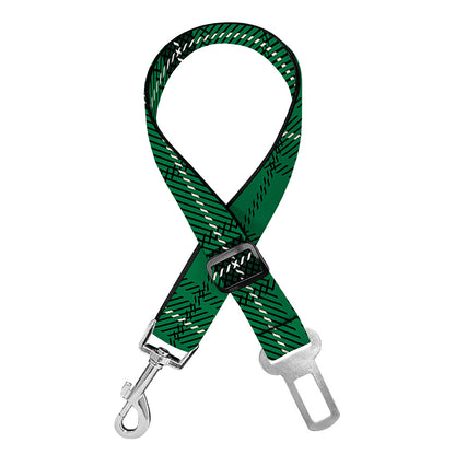 Green Stewart Tartan Print Dog Seat Belt