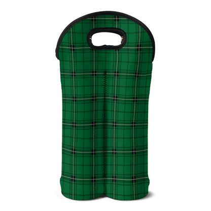 Green Stewart Tartan Print Double Neoprene Wine Tote