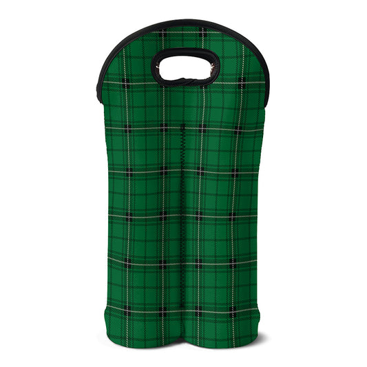 Green Stewart Tartan Print Double Neoprene Wine Tote
