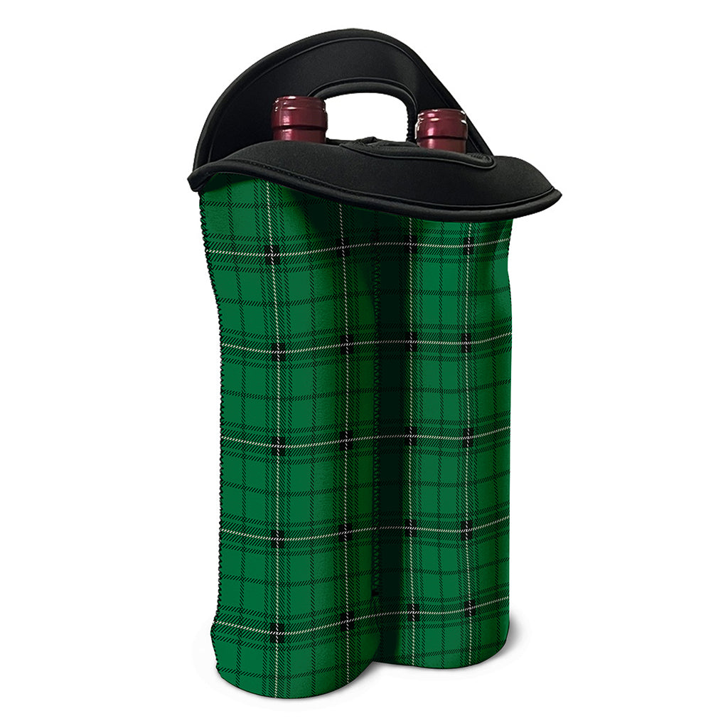 Green Stewart Tartan Print Double Neoprene Wine Tote